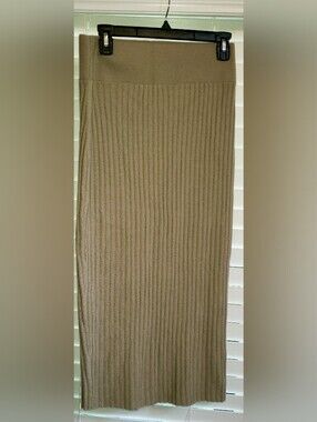NakedCashmere Aubrie Ribbed Midi Skirt in Taupe